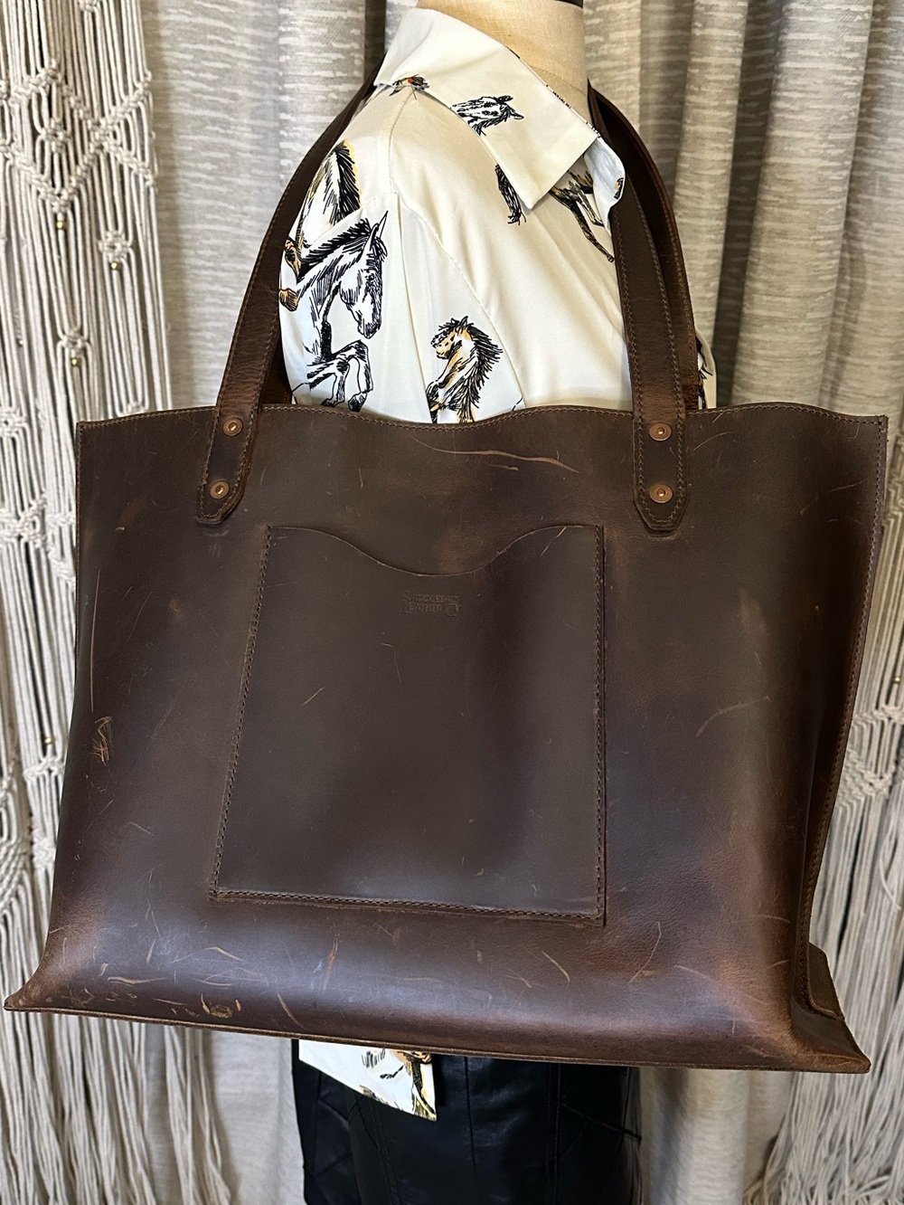 Saddleback Leather Co Dark Coffee Full Grain Leather Tote Bag Large Carryall